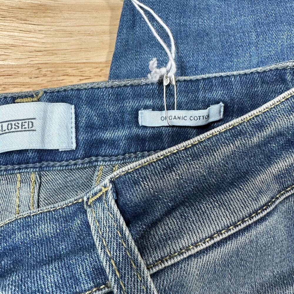 Closed NWT Skinny Pedal Pusher High Rise Jeans Mid Blue Size 24 Italy Distressed - Picture 5 of 12